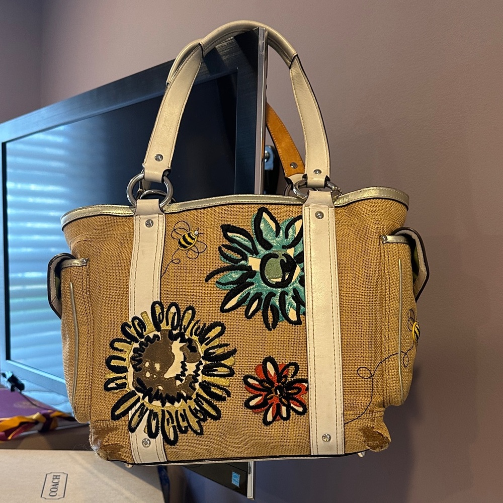 Floral Embroidered Tote Bag